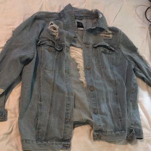 Oversized ripped jean jacket